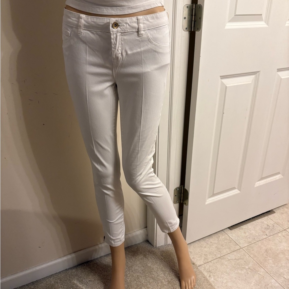 Refuge Crisp White Skinny Ankle Zip Size 0
